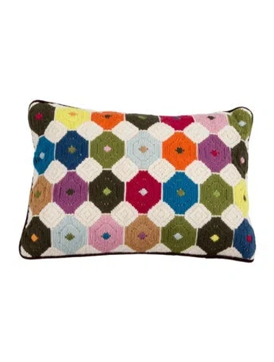 Pre-owned Jonathan Adler Crocheted Wool Throw Pillow In Green