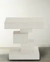 Jonathan Adler Cubist Side Table In Ivory Raffia