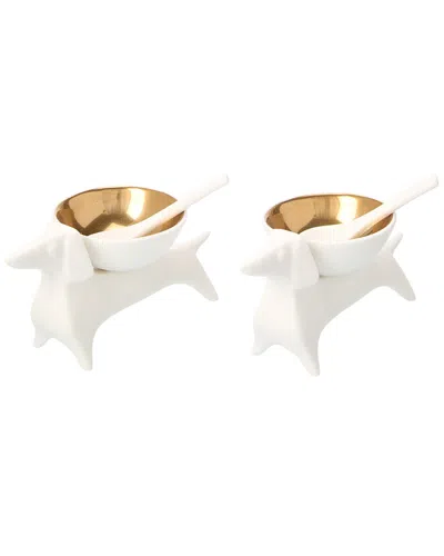 Jonathan Adler Dachshund Salt & Pepper Cellars In White