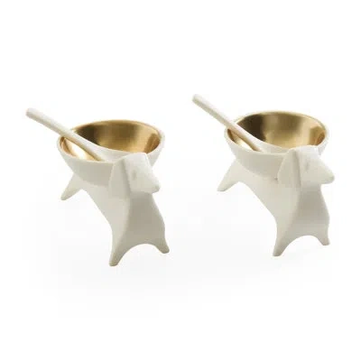 Jonathan Adler Dachshund Salt And Pepper Cellars In Neutral