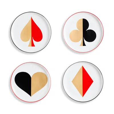 JONATHAN ADLER DEALER'S CHOICE CANAPE PLATES, SET OF 4