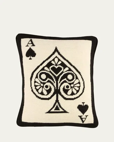 Jonathan Adler Dealers Choice Ace Of Spades Needlepoint Pillow, 12" X 16" In Black