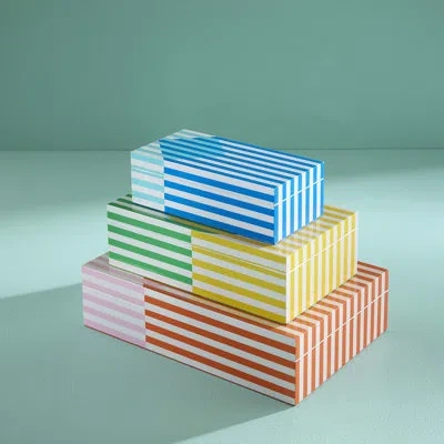 Jonathan Adler Decorative Box In Blue;green;yellow
