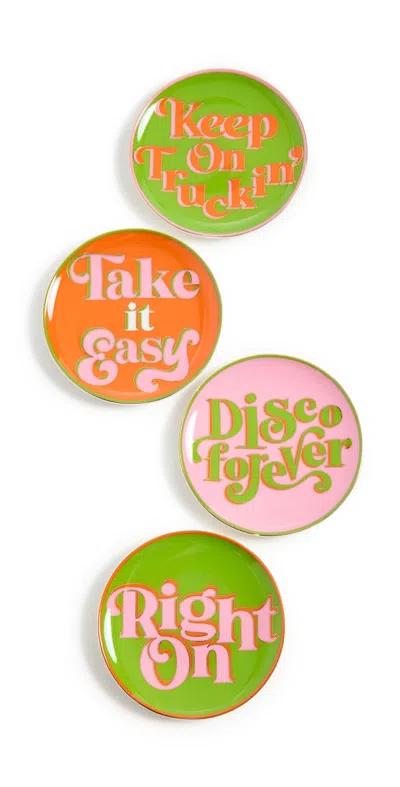 Jonathan Adler Deep Thoughts Coaster Set Pink/orange/green