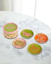 Jonathan Adler Deep Thoughts Coaster Set In Greenpink