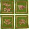 Jonathan Adler Deep Thoughts Cocktail Napkins, Set Of 4 In Green/pink/orange