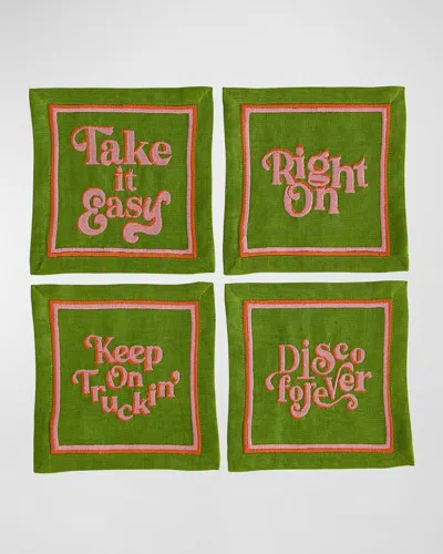 Jonathan Adler Deep Thoughts Cocktail Napkins, Set Of 4 In Green