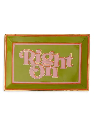 Jonathan Adler Deep Thoughts Right On Rectangle Tray In Green