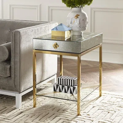 Jonathan Adler Delphine Tall Side Table In Silver