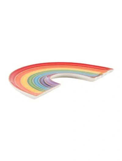 Pre-owned Jonathan Adler Dripping Rainbow Catchall Tray In Green/orange/red