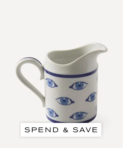 Jonathan Adler Druggist Creamer Jug In White/blue