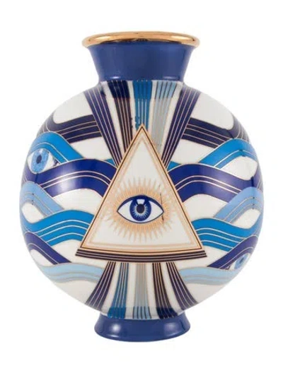 Pre-owned Jonathan Adler Druggist Eye Vase In Blue