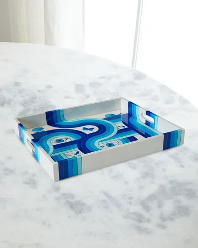Jonathan Adler Druggist Lacquer Tray In Blue