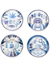 Jonathan Adler Druggist Porcelain Coaster Set (set Of Four) In Blue