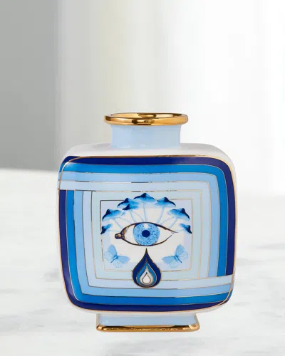 Jonathan Adler Druggist Square Vase In Blue