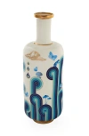 Jonathan Adler Druggist Bottle Vase In Delft Blue/gold