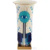 Jonathan Adler Druggist Flared Tall Vase - 15" In Blue/gold