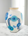 Jonathan Adler Eye-flower Vase In Bluewhite