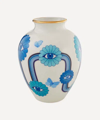 Jonathan Adler Druggist Urn Vase In Delft Blue/gold