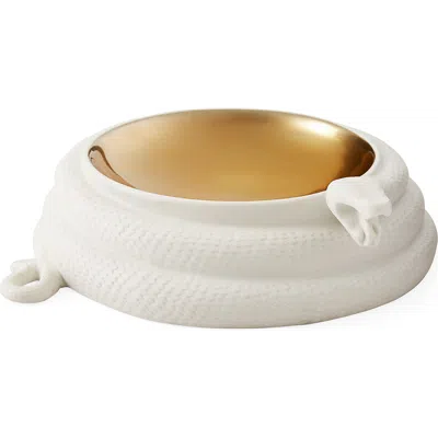 Jonathan Adler Eden Accent Decorative Bowl In White/gold