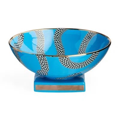 Jonathan Adler Eden Bowl In Blue,black,white,gold