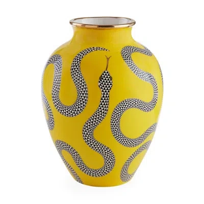 Jonathan Adler Eden Ceramic Table Vase In Yellow