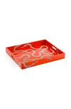 Jonathan Adler Eden Rectangular Decorative Tray In Red