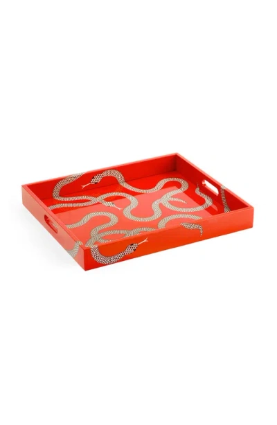 Jonathan Adler Eden Lacquer Decorative Tray In Red