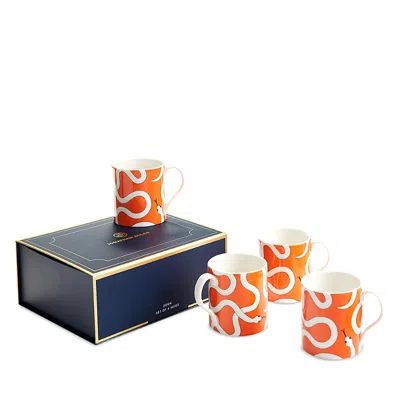 Jonathan Adler Eden Porcelain Mugs, Set Of 4 In Orange