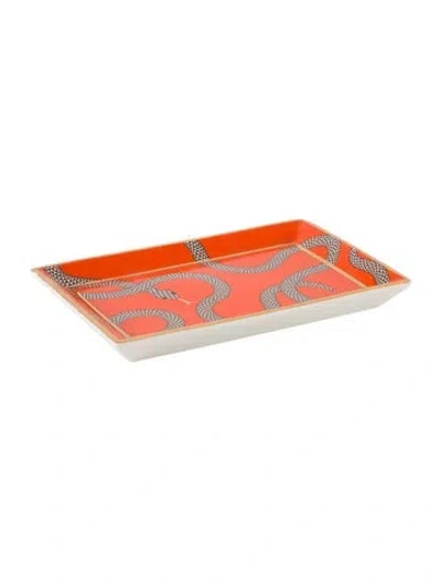 Pre-owned Jonathan Adler Eden Rectangle Tray In Orange