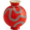 Jonathan Adler Eden Round Vase In Red/black/white