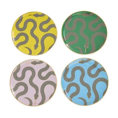 Jonathan Adler Eden Small Plate Set In Blue;green;yellow;pink