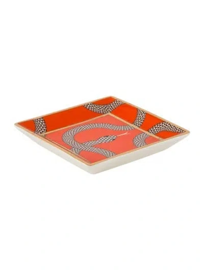 Pre-owned Jonathan Adler Eden Square Snake Tray In Orange