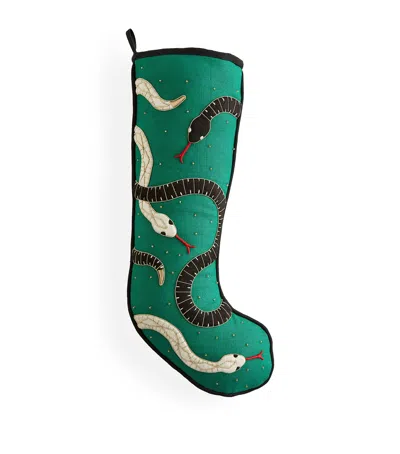 Jonathan Adler Embroidered Eden Stocking In Green
