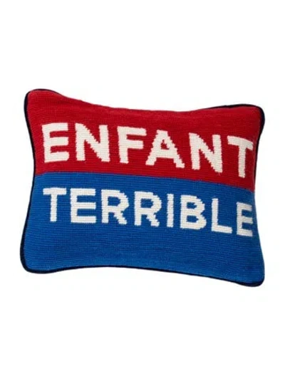 Pre-owned Jonathan Adler Enfant Terrible Needlepoint Pillow In Multi