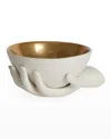 Jonathan Adler Muse Eve Porcelain Accent Bowl In White/gold