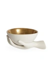 Jonathan Adler Muse Eve Porcelain Accent Bowl In White/gold