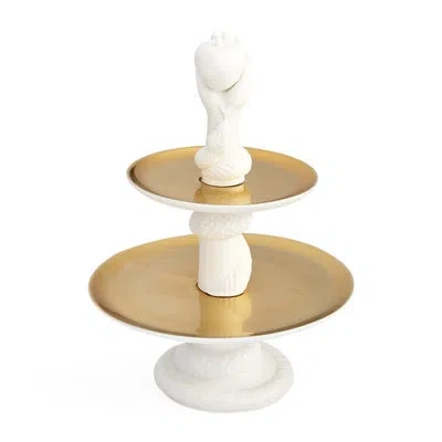 Jonathan Adler Eve Bon Bon Tray In White;gold
