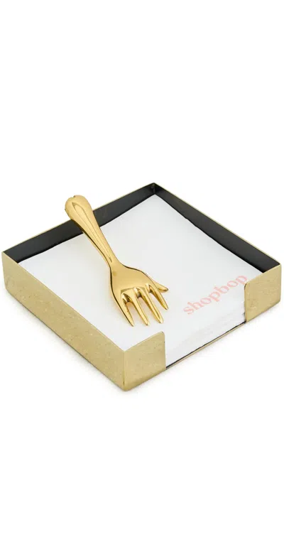 Jonathan Adler Eve Cocktail Napkin Holder Brass In Gold