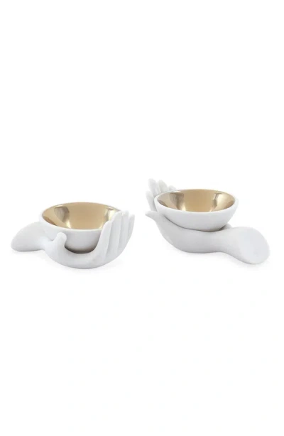 Jonathan Adler Eve Salt & Pepper Cellars Set In White/gold