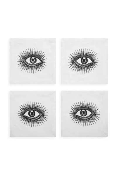 Jonathan Adler Eyes Cocktail Napkins In White/black