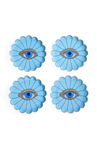 Jonathan Adler Fleur Canapé Plate Set In Blue