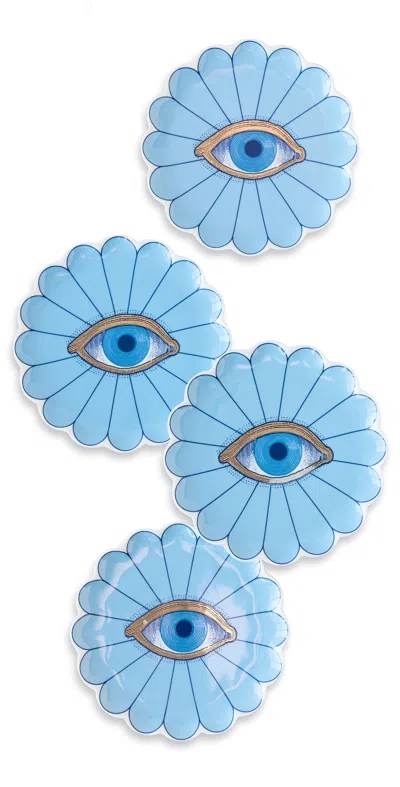 Jonathan Adler Fleur Canape Plate Set Blue/gold