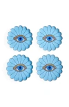 Jonathan Adler Fleur Canape Plate Set In Blue/gold