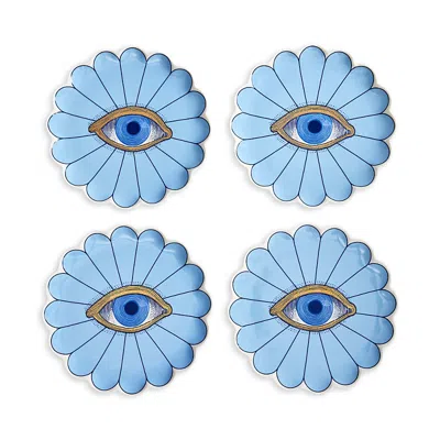 JONATHAN ADLER FLEUR CANAPE PLATES, SET OF 4