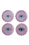 Jonathan Adler Fleur Coaster Set In Lavender/gold