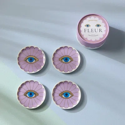 Jonathan Adler Fleur Coasters In Purple,white,blue