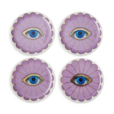 Jonathan Adler Fleur Coasters, Set Of 4 In Purple