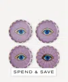 Jonathan Adler Fleur Coasters Set Of Four In Purple
