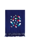 Jonathan Adler Full Dose Embellished Throw Blanket In Dark Blue